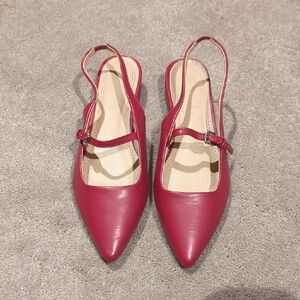 Chase + Chloe Burgundy Slingback Flats